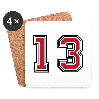 13 number symbol - Coasters (set of 4) - white - Front