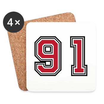 91 Zahl Symbol - Untersetzer (4er-Set) - Weiß - Vorne