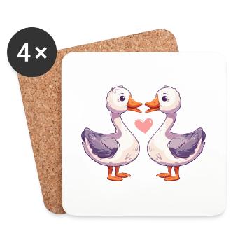 Oie Couple Amour Couple Amoureux - Dessous de verre (lot de 4) - blanc - Devant