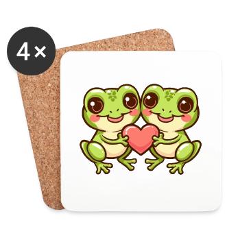 Frog Couple Love Couple In Love - Coasters (set of 4) - white - Front