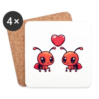 Fourmi Couple Amour Couple Amoureux - Dessous de verre (lot de 4) - blanc - Devant