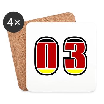 3 Nummer Deutschland Trikot - Untersetzer (4er-Set) - Weiß - Vorne