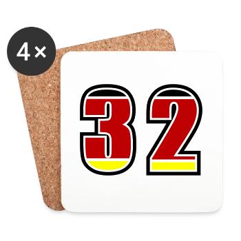 32 Numéro Allemagne Jersey - Dessous de verre (lot de 4) - blanc - Devant