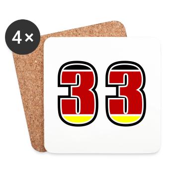 33 Nummer Deutschland Trikot - Untersetzer (4er-Set) - Weiß - Vorne
