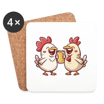 Chicken Comic Beer Funny Booze - Coasters (set of 4) - white - Front