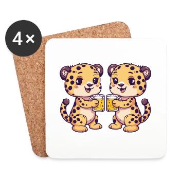 Leopard Comic Bière Drôle Booze - Dessous de verre (lot de 4) - blanc - Devant