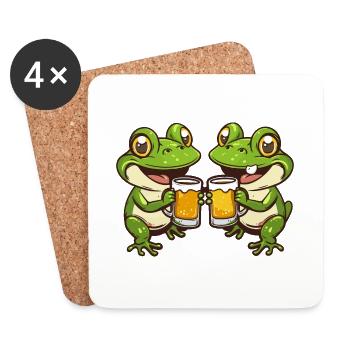Frosch Bier Lustig Saufen - Untersetzer (4er-Set) - Weiß - Vorne