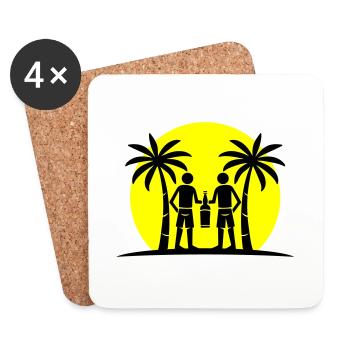 Équipe de fête de l’île - Dessous de verre (lot de 4) - blanc - Devant