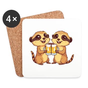 Boisson de fête de la bière Meerkat - Dessous de verre (lot de 4) - blanc - Devant
