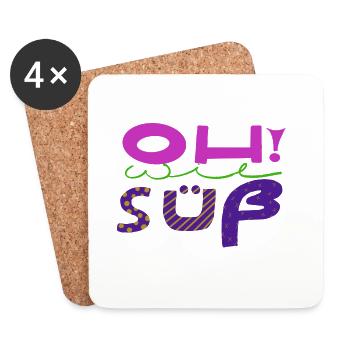 Expressive, handwritten fun art - Coasters (set of 4) - white - Front