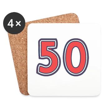 50. 50 ANS. 50e ANNIVERSAIRE. ANNIVERSAIRE 50 ANS. - Dessous de verre (lot de 4) - blanc - Devant