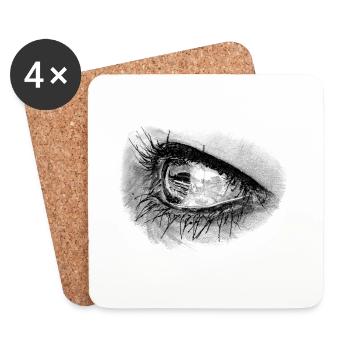 Beautiful woman eye in full mascara - Coasters (set of 4) - white - Front