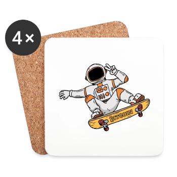 Astronaut Bitcoin Skater Stock Market Trader - Coasters (set of 4) - white - Front