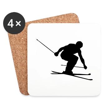 Skifahren, Skifahrer, ski, skier - Untersetzer (4er-Set) - Weiß - Vorne