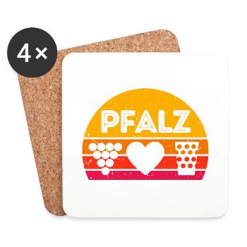 Pfalz Fan! Trauben Wein Herz Dubbeglas - Untersetzer (4er-Set) - Weiß - Vorne
