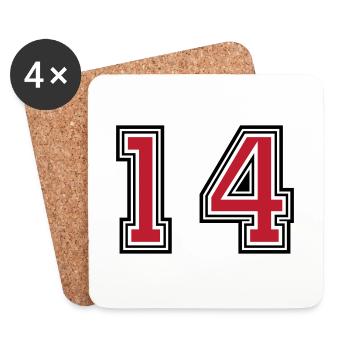 14 Zahl symbol - Untersetzer (4er-Set) - Weiß - Vorne