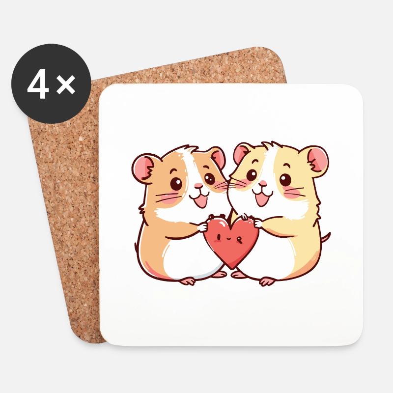 Hamster Paar Verliebt Tier Valentinstag - Untersetzer (4er-Set) - Weiß