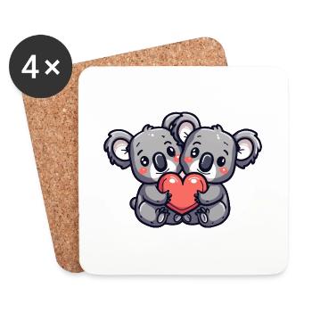 Koala Couple Love Couple In Love - Coasters (set of 4) - white - Front