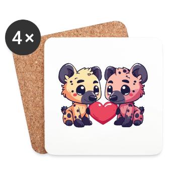 Hyène Couple Amour Couple Amoureux - Dessous de verre (lot de 4) - blanc - Devant