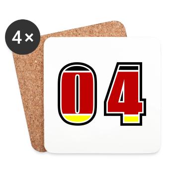 4 Nummer Deutschland Trikot - Untersetzer (4er-Set) - Weiß - Vorne