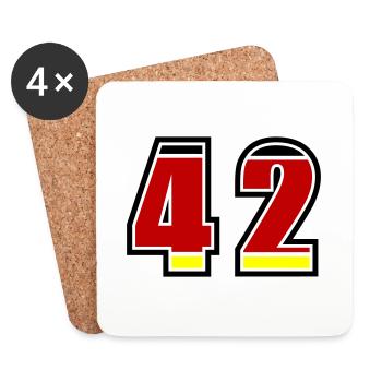 42 Nummer Deutschland Trikot - Untersetzer (4er-Set) - Weiß - Vorne