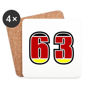 63 Number Germany Jersey - Coasters (set of 4) - white - Front
