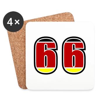66 Nummer Deutschland Trikot - Untersetzer (4er-Set) - Weiß - Vorne