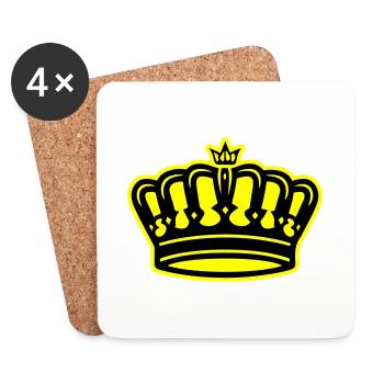 Symbole de la couronne Roi - Dessous de verre (lot de 4) - blanc - Devant