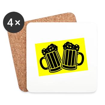 Bier Symbol Saufen - Untersetzer (4er-Set) - Weiß - Vorne