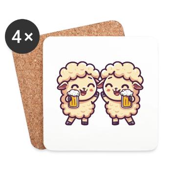 Mouton Comique Bière Drôle Alcool - Dessous de verre (lot de 4) - blanc - Devant