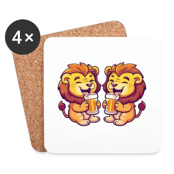 Lion Comic Beer Funny Booze - Coasters (set of 4) - white - Front