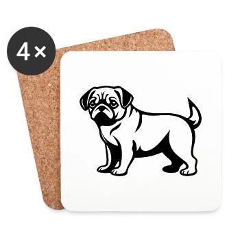 Pug Hund - Untersetzer (4er-Set) - Weiß - Vorne