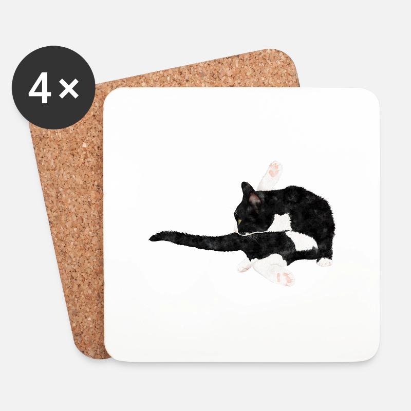 Katze - Untersetzer (4er-Set) - Weiß