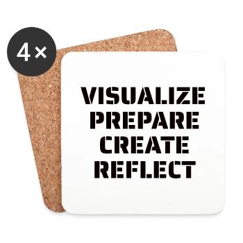 Visualize Prepare Create Reflect - Artist Quote - Coasters (set of 4) - white - Front