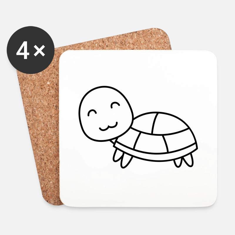 Schildkröte Comic Tier - Untersetzer (4er-Set) - Weiß