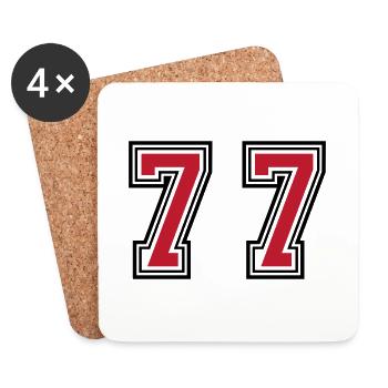 77 Zahl Symbol - Untersetzer (4er-Set) - Weiß - Vorne