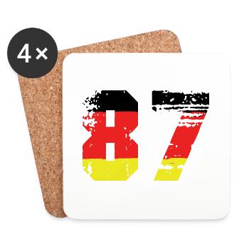 87 Zahl Deutschland Trikot - Untersetzer (4er-Set) - Weiß - Vorne