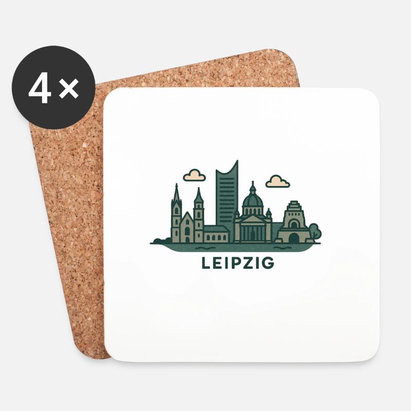 Leipzig Skyline  - Untersetzer (4er-Set) - Weiß