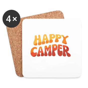 Happy Camper Gradient Text - Untersetzer (4er-Set) - Weiß - Vorne