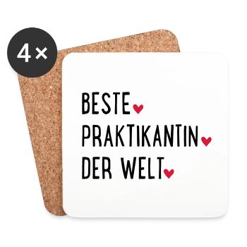 praktikantin - Untersetzer (4er-Set) - Weiß - Vorne