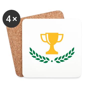 Pokal und Lorbeerkranz - Untersetzer (4er-Set) - Weiß - Vorne