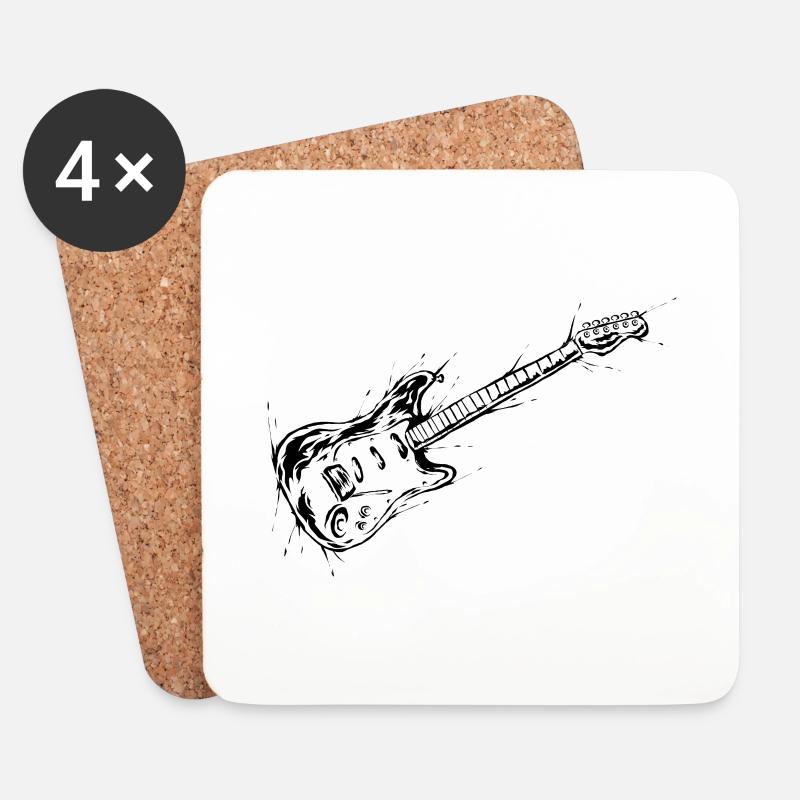 E-Gitarre - Untersetzer (4er-Set) - Weiß