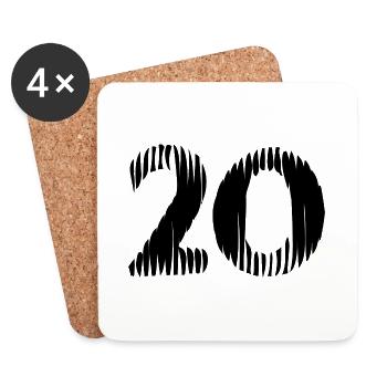 20 Zahl Trikot - Untersetzer (4er-Set) - Weiß - Vorne