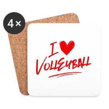 I love volleyball - Coasters (set of 4) - white - Front