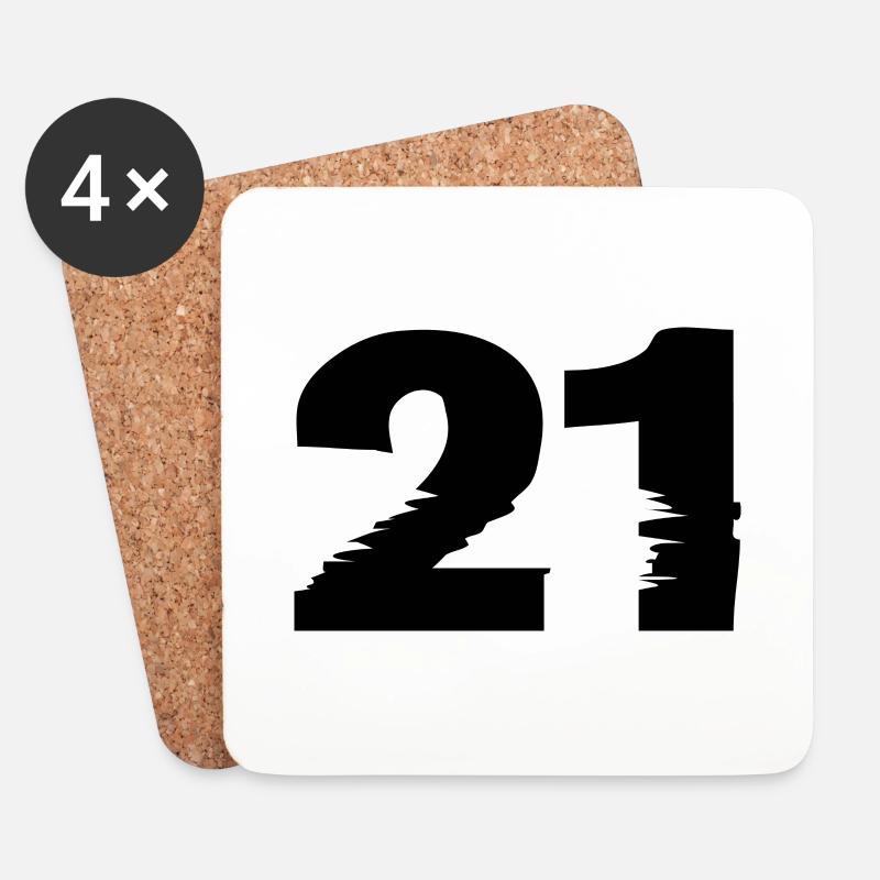 21 Zahl - Untersetzer (4er-Set) - Weiß