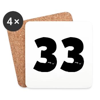 33 number - Coasters (set of 4) - white - Front