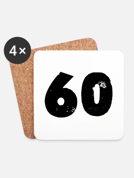 60 Zahl - Untersetzer (4er-Set) - Weiß