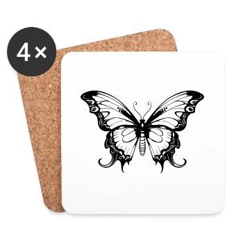 Butterfly Silhouette Butterfly Boho - Coasters (set of 4) - white - Front