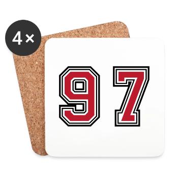 97 Symbole numérique - Dessous de verre (lot de 4) - blanc - Devant
