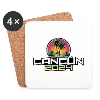 Palmiers de Noël Cancún 2024 - Dessous de verre (lot de 4) - blanc - Devant